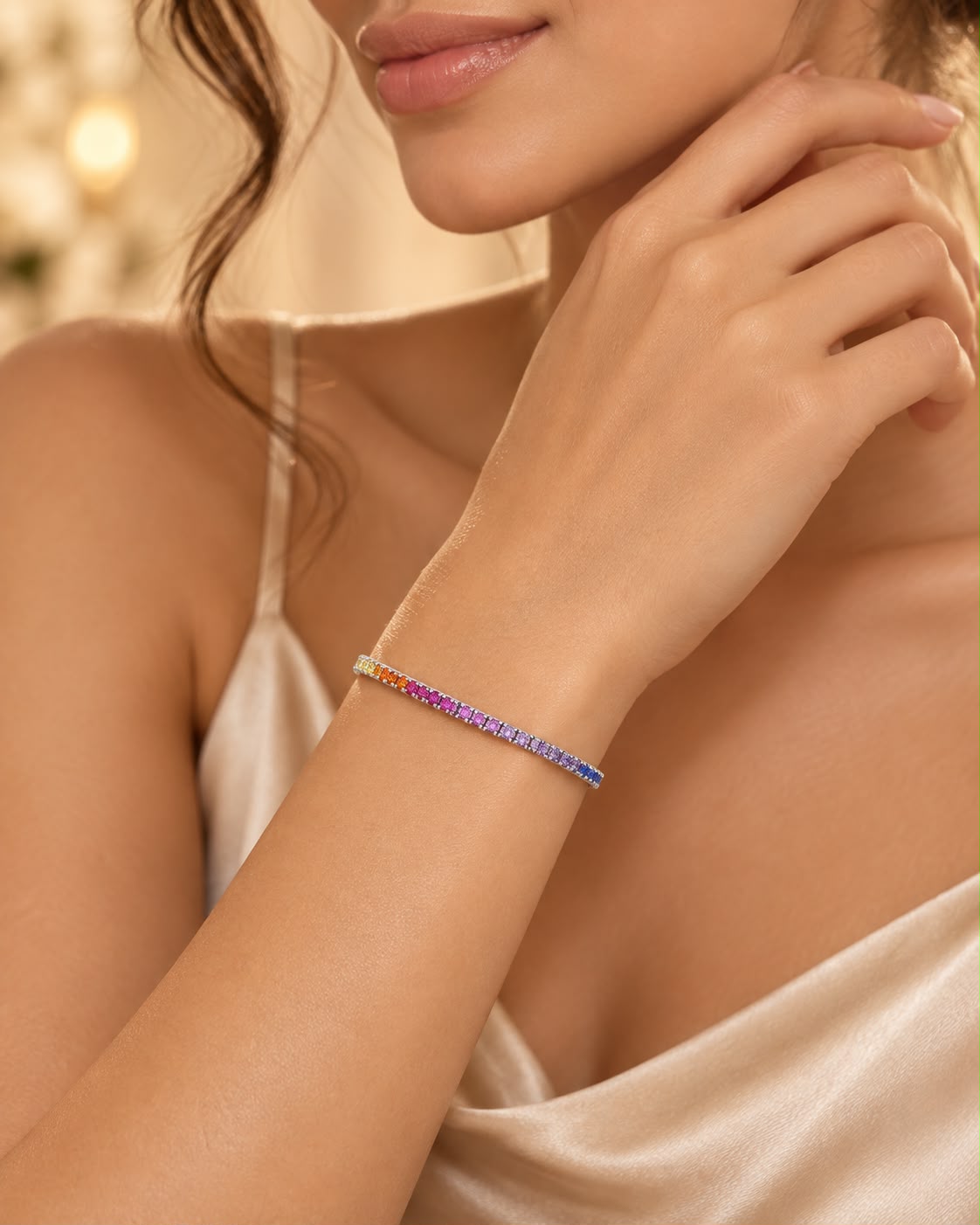 Bracciale Tennis con Swarovski Rainbow 2mm