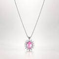 Collana in oro bianco 18k con zaffiro rosa e diamanti