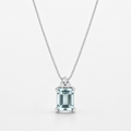 Collana in oro Bianco 18k Acquamarina taglio smeraldo e diamanti