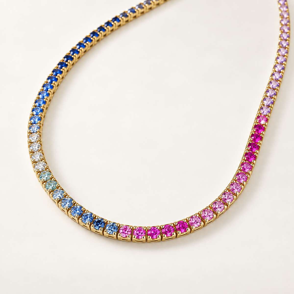 Collana Tennis con Zaffiri Rainbow