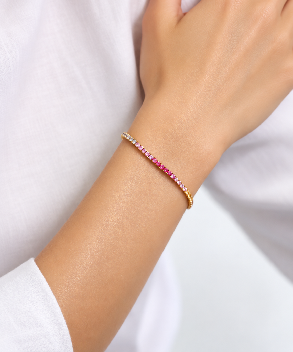 Bracciale con Zaffiri Rainbow Tennis 2,5 mm