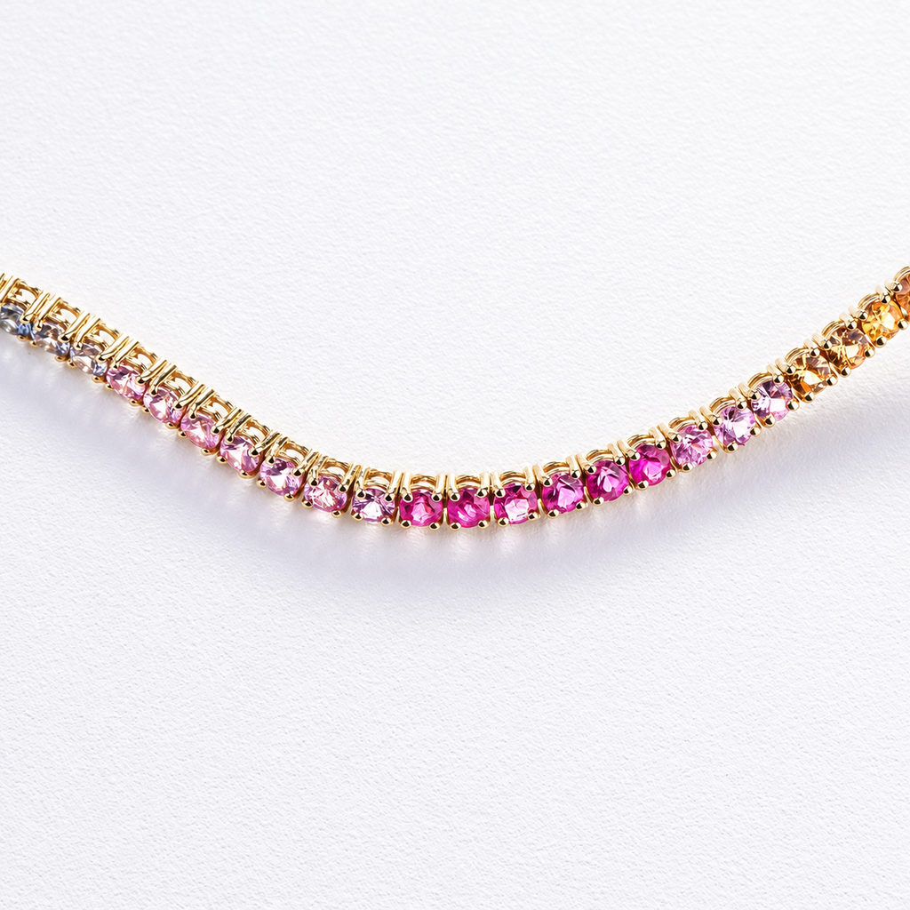 Bracciale con Zaffiri Rainbow Tennis 2,5 mm