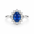 Anello Kate regolabile con Swarovski Bianchi e Zaffiro Centrale Blu