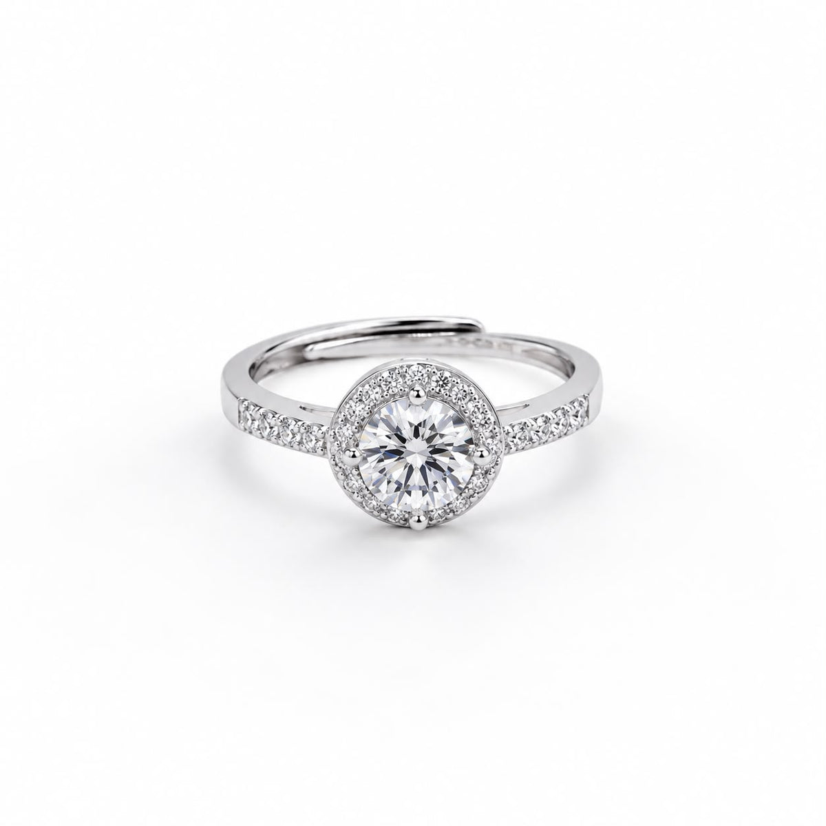 Anello Tondo ZK regolabile con Swarovski Bianchi e Diamante Centrale