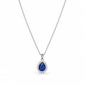 Collana Goccia con contorno Swarovski Bianchi e Zaffiro Blu Notte