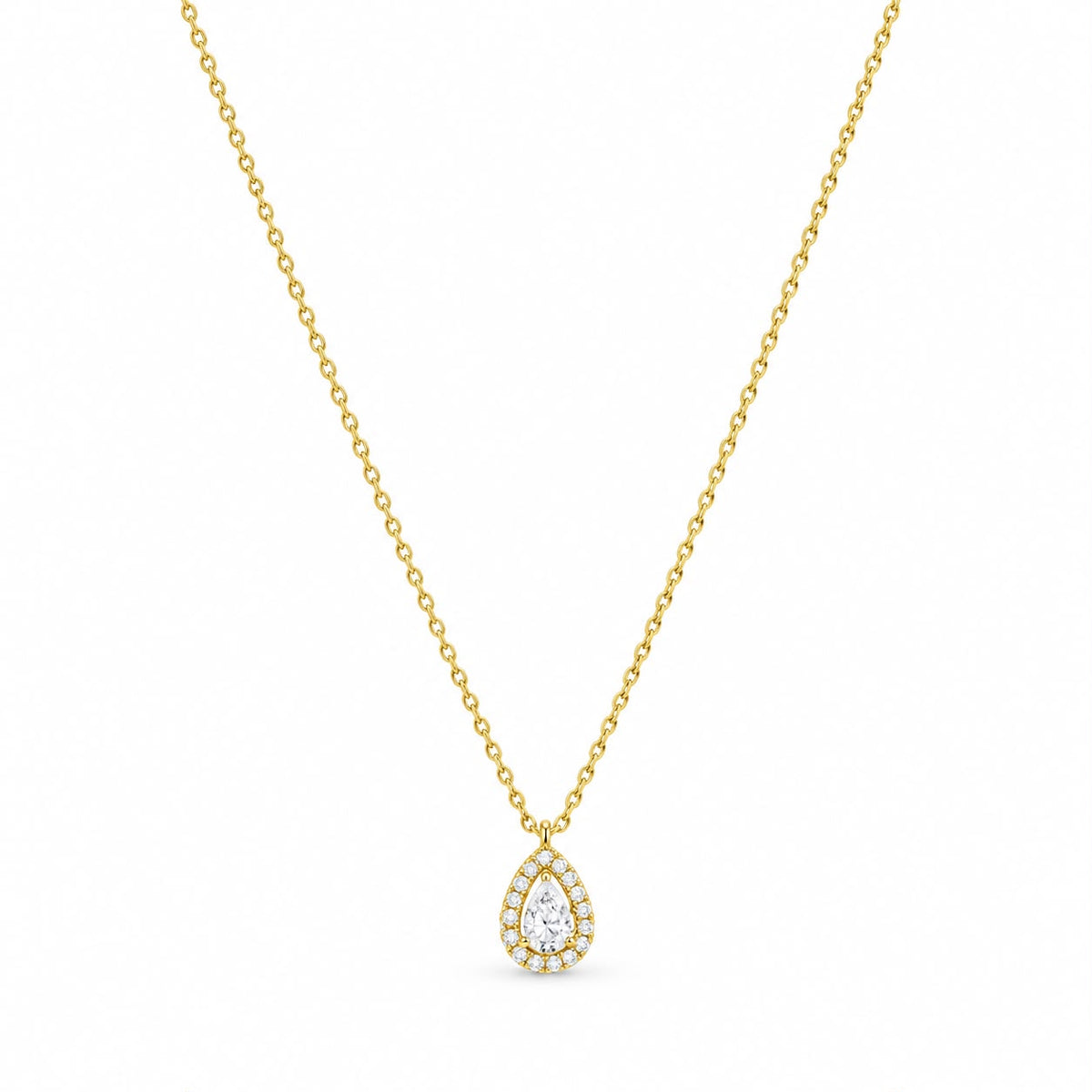 Collana Goccia Mini Dorata Con Swarovski Bianchi e Diamante Centrale