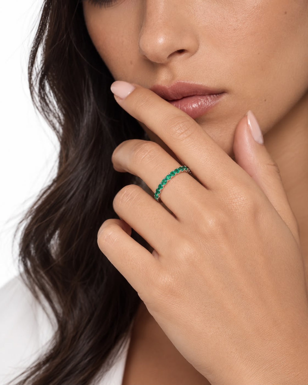 Anello Gioia in Oro bianco 18k con Smeraldi