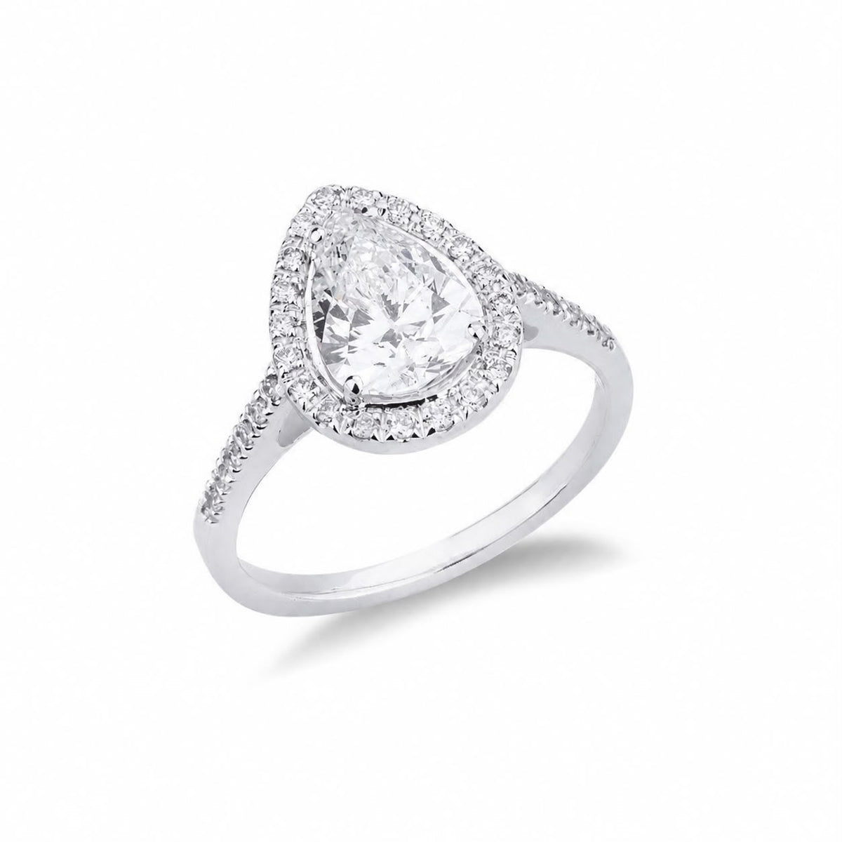 Anello Meraviglia con diamante taglio goccia in oro bianco 18k