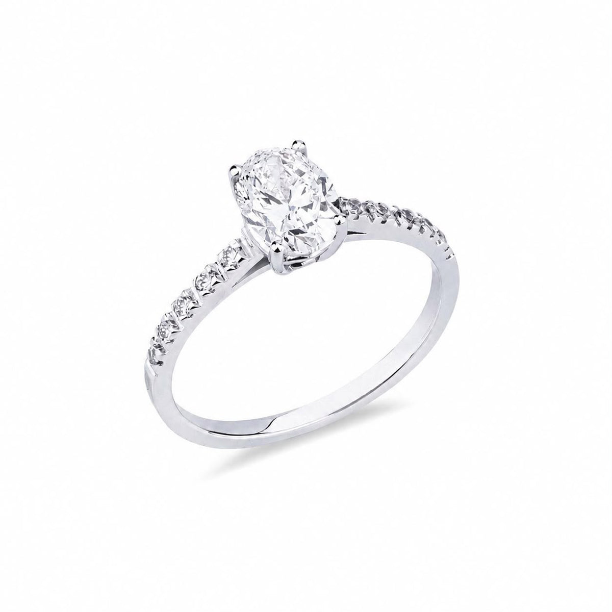 Anello Seraphine con diamante taglio ovale in oro bianco 18k