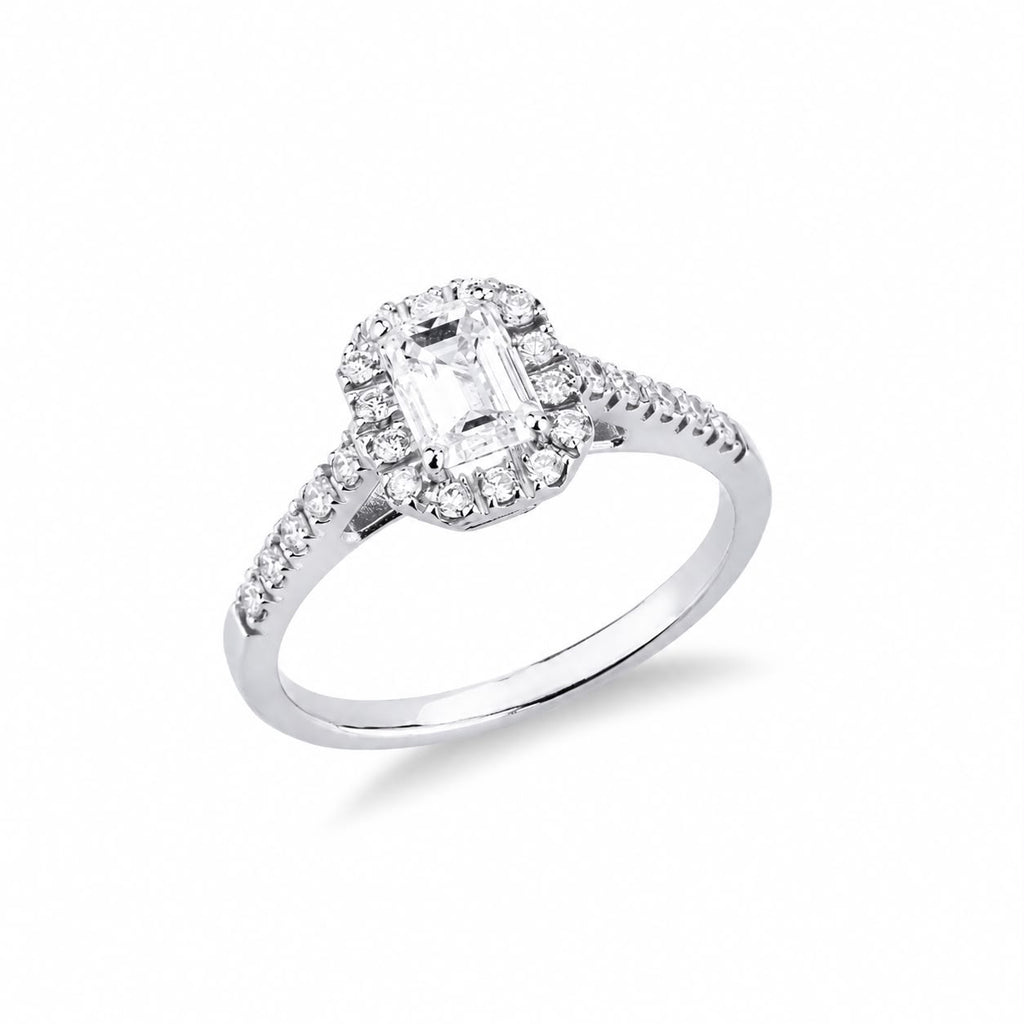 Anello Dream con diamante taglio smeraldo 1.00ct in oro bianco 18k