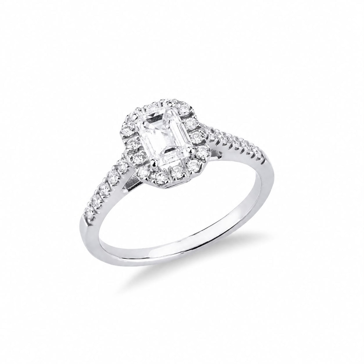 Anello Dream con diamante taglio smeraldo 1.00ct in oro bianco 18k