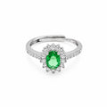 Anello Vivienne con Swarowski Bianchi e Smeraldo Centrale Verde