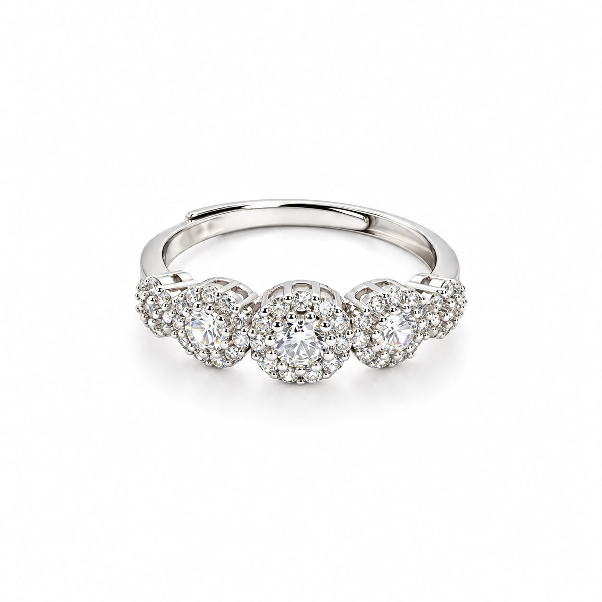 Anello regolabile Magic Gradazione con Swarovski Bianchi a 5 fiori tondi