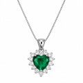 Collana Cuore Kate con Pendente a Cuore contornato da Swarovski Bianchi e Smeraldo Verde Centrale