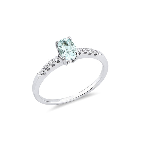 Anello Blues con acquamarina ovale e diamanti in oro 18k