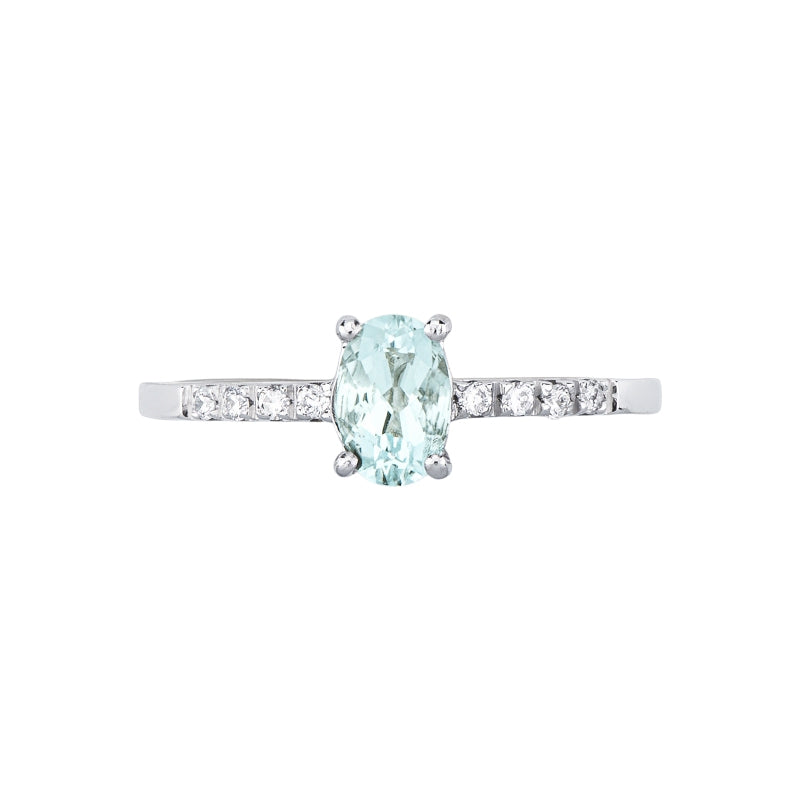 Anello Blues con acquamarina ovale e diamanti in oro 18k