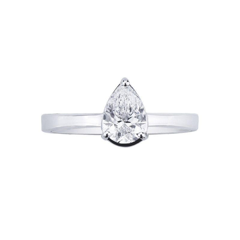 Anello Tears con diamante taglio goccia 0.70ct in oro bianco 18k