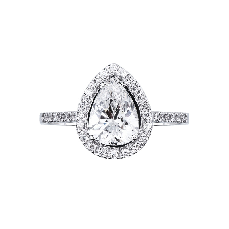Anello Meraviglia con diamante taglio goccia in oro bianco 18k