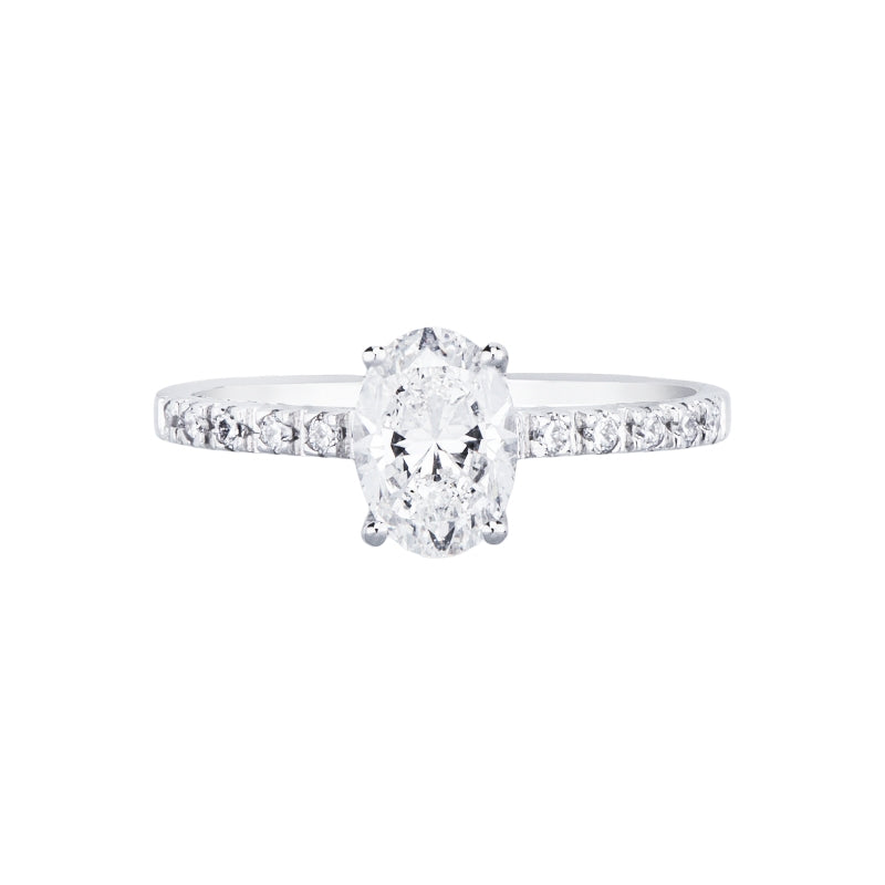 Anello Seraphine con diamante taglio ovale in oro bianco 18k