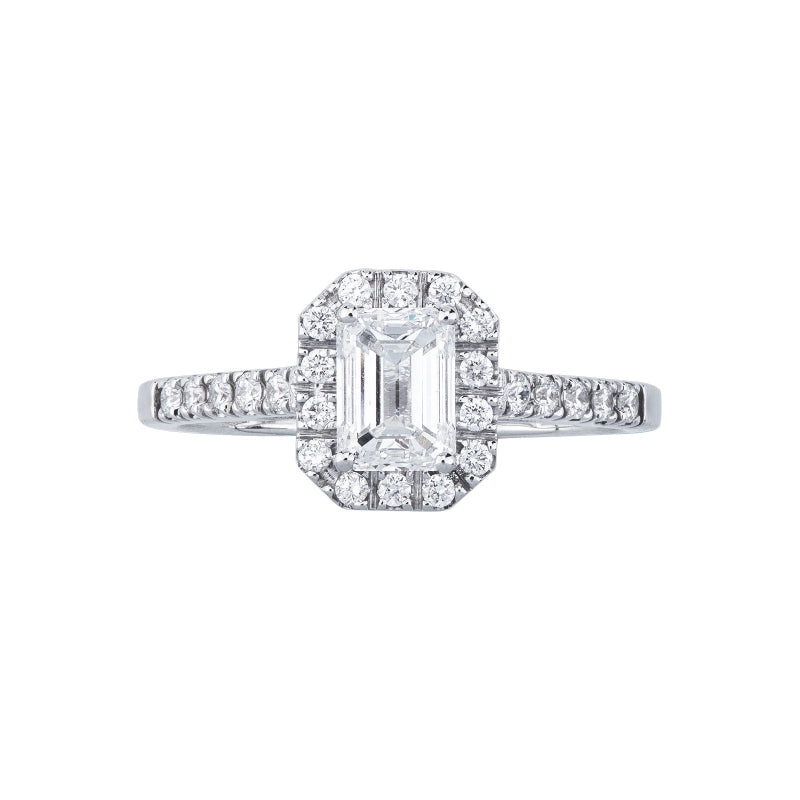 Anello Dream con diamante taglio smeraldo 1.00ct in oro bianco 18k
