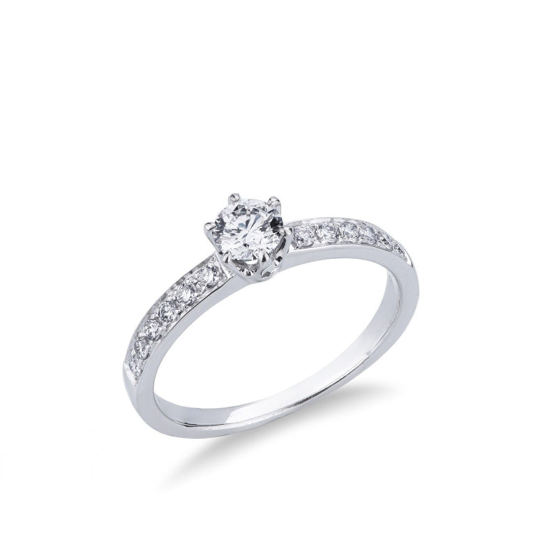 Anello Solitario con diamanti Incanto 0.50 ct in oro bianco 18k
