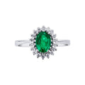 Anello Love in oro bianco 18k con diamanti e smeraldo ovale