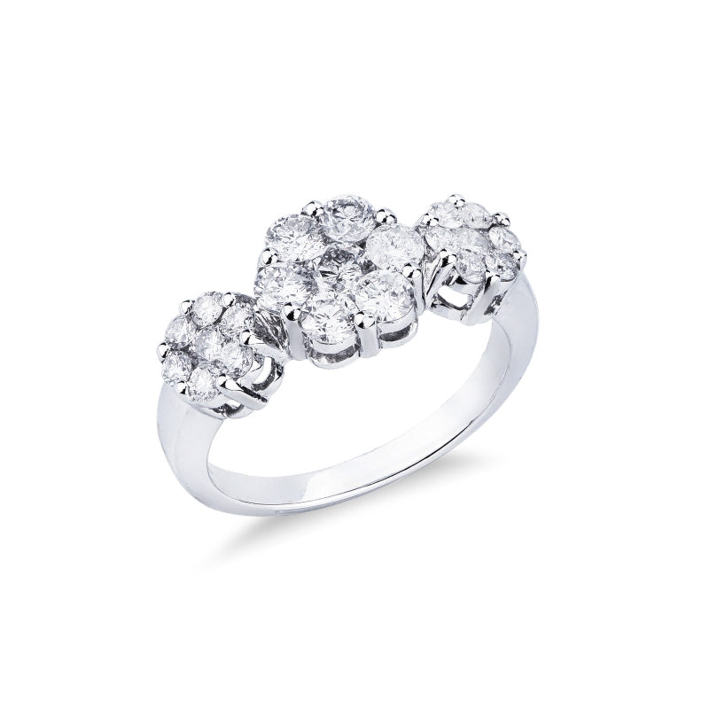 Anello Trilogy in oro bianco 750 con diamanti