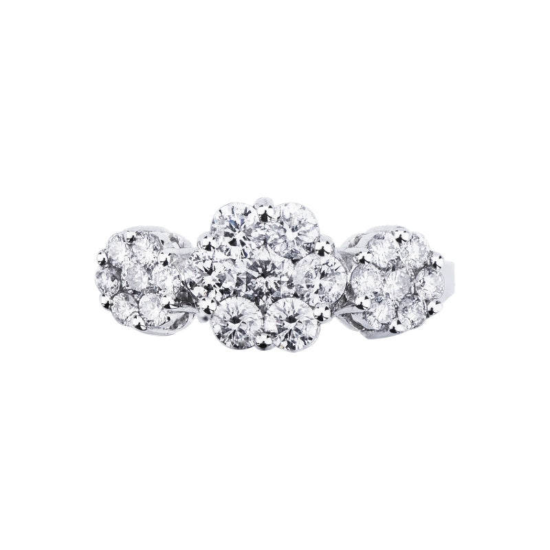 Anello Trilogy in oro bianco 750 con diamanti