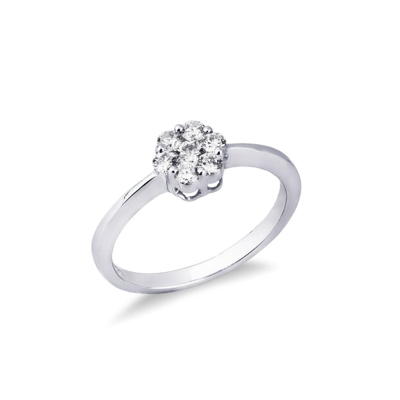 Anello Fiore in oro bianco 18k con diamanti naturali