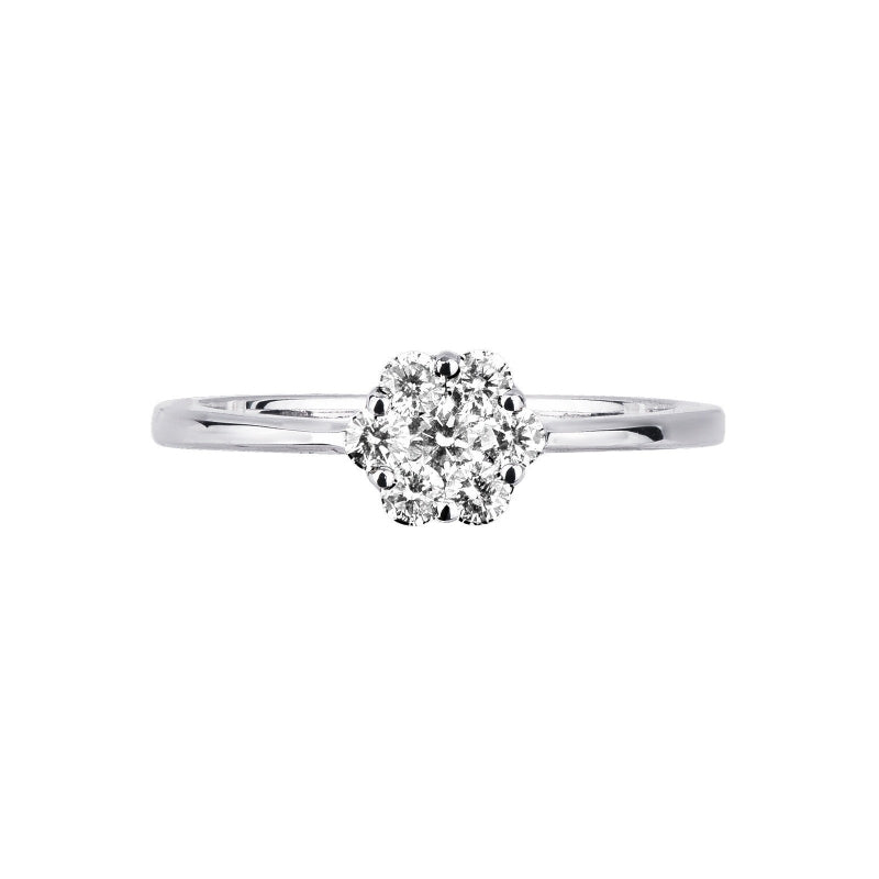 Anello Fiore in oro bianco 18k con diamanti naturali