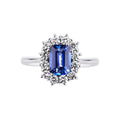 Anello Destiny in oro bianco 18k con diamanti e Zaffiro Blu centrale