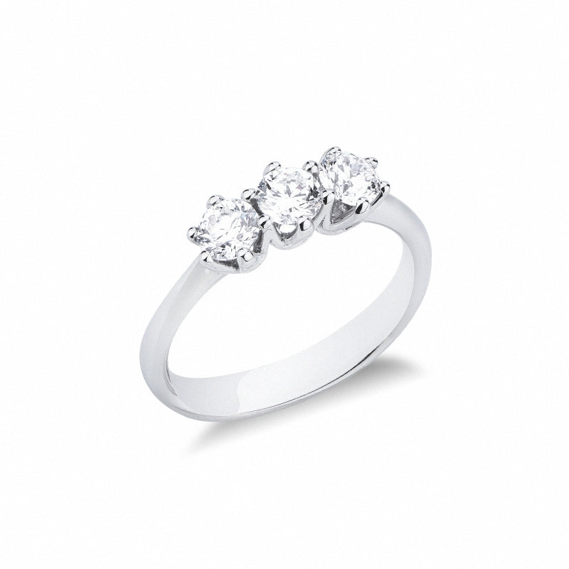 Anello Trilogy in diamanti in oro bianco 750
