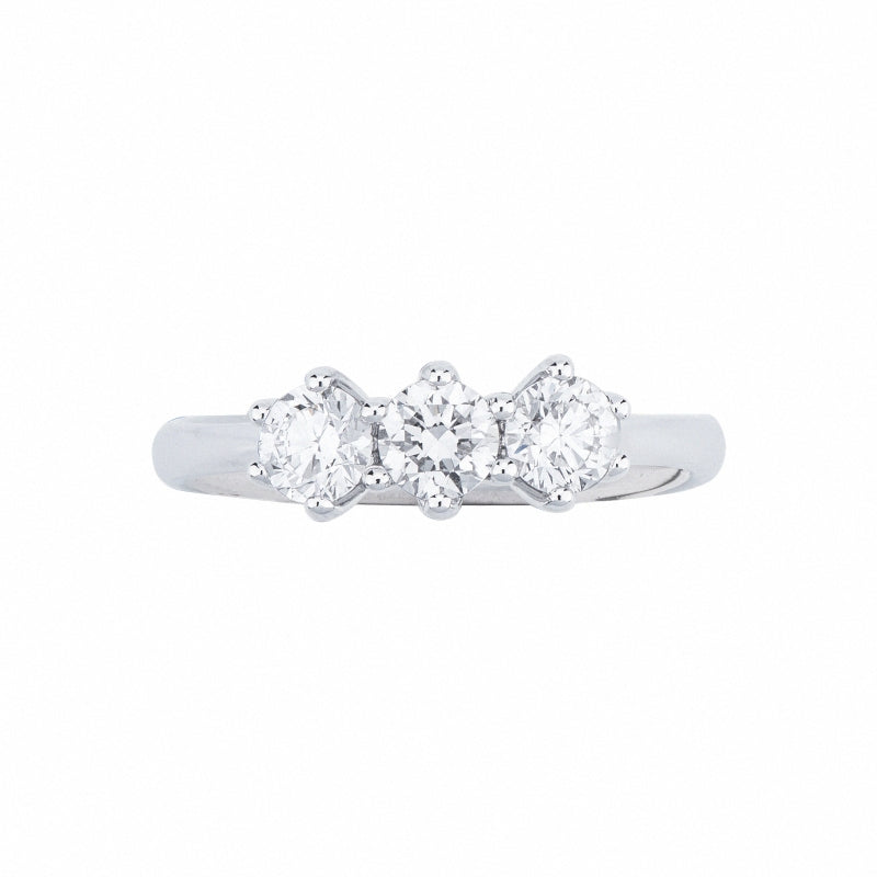 Anello Trilogy in diamanti in oro bianco 750