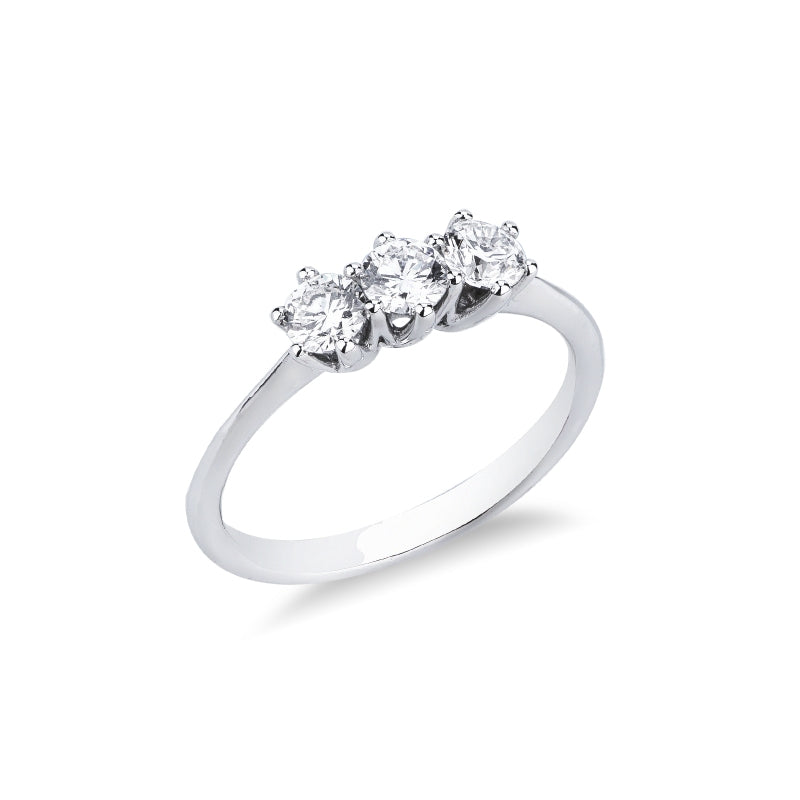 Anello Trilogy  con diamanti in oro bianco 750