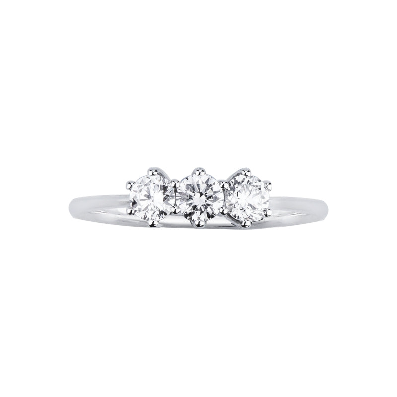 Anello Trilogy  con diamanti in oro bianco 750