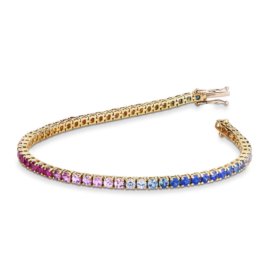 Bracciale con Zaffiri Rainbow Tennis 2,5 mm