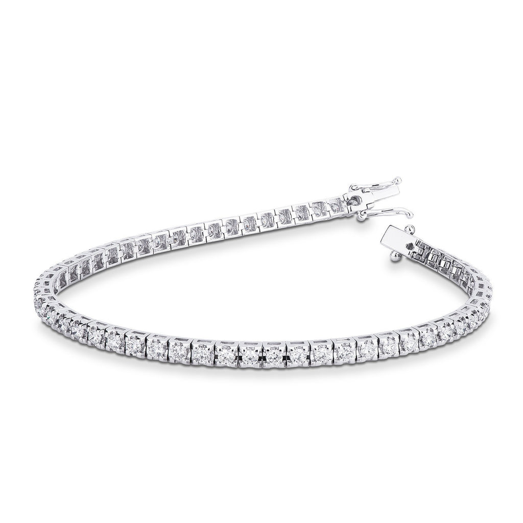 Bracciale Tennis lineare a piramide in oro Bianco 18k con diamanti 3mm