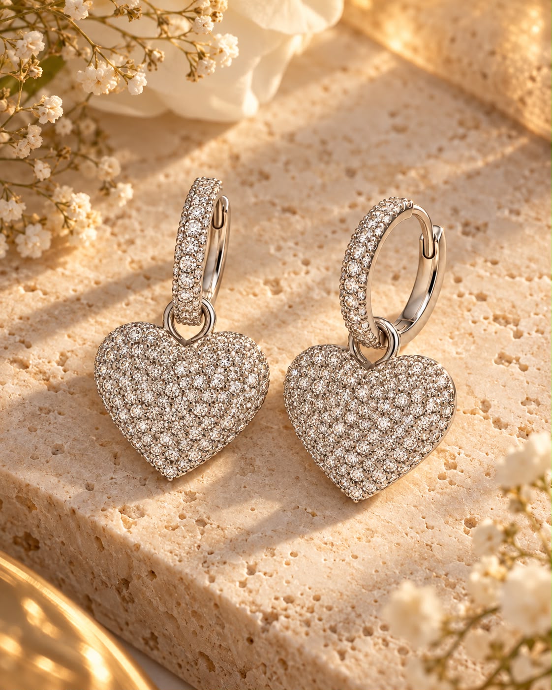 Orecchini pendenti a Cerchio Cuore con Swarovski