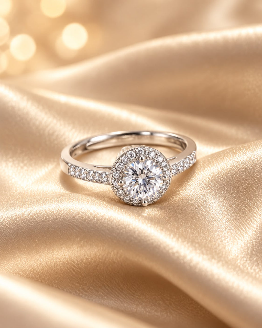 Anello Tondo ZK regolabile con Swarovski Bianchi e Diamante Centrale