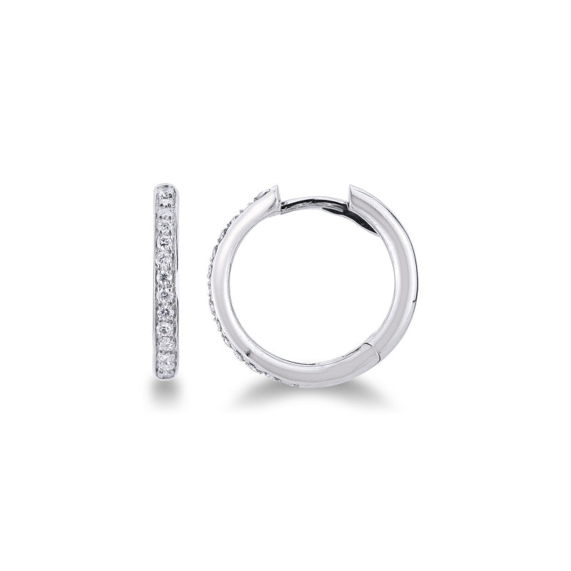 Orecchini a cerchio in oro bianco 18k con diamanti