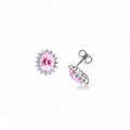 Orecchini in oro bianco 18k con zaffiro rosa ovale e diamanti