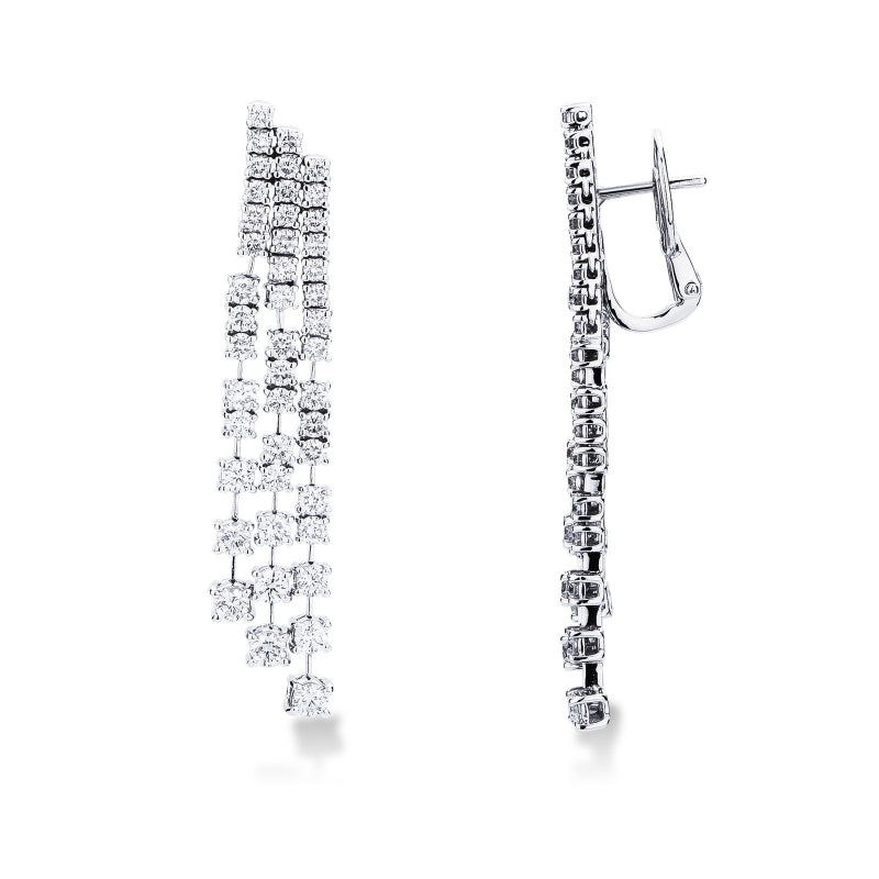 Orecchini tennis in oro bianco 18k con diamanti